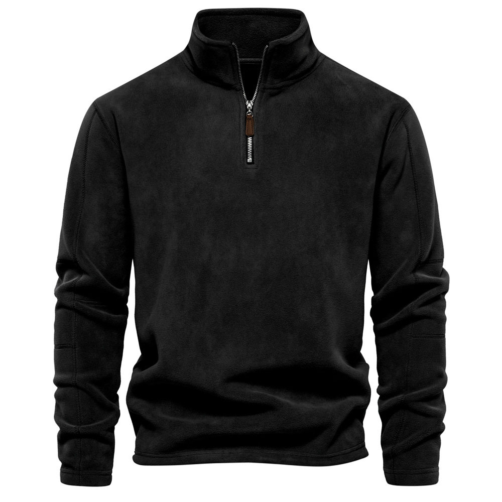Half Ritssluiting Fleece - Warme Velours Fleece Pullover met hoge hals voor heren-Hallo Susanne
