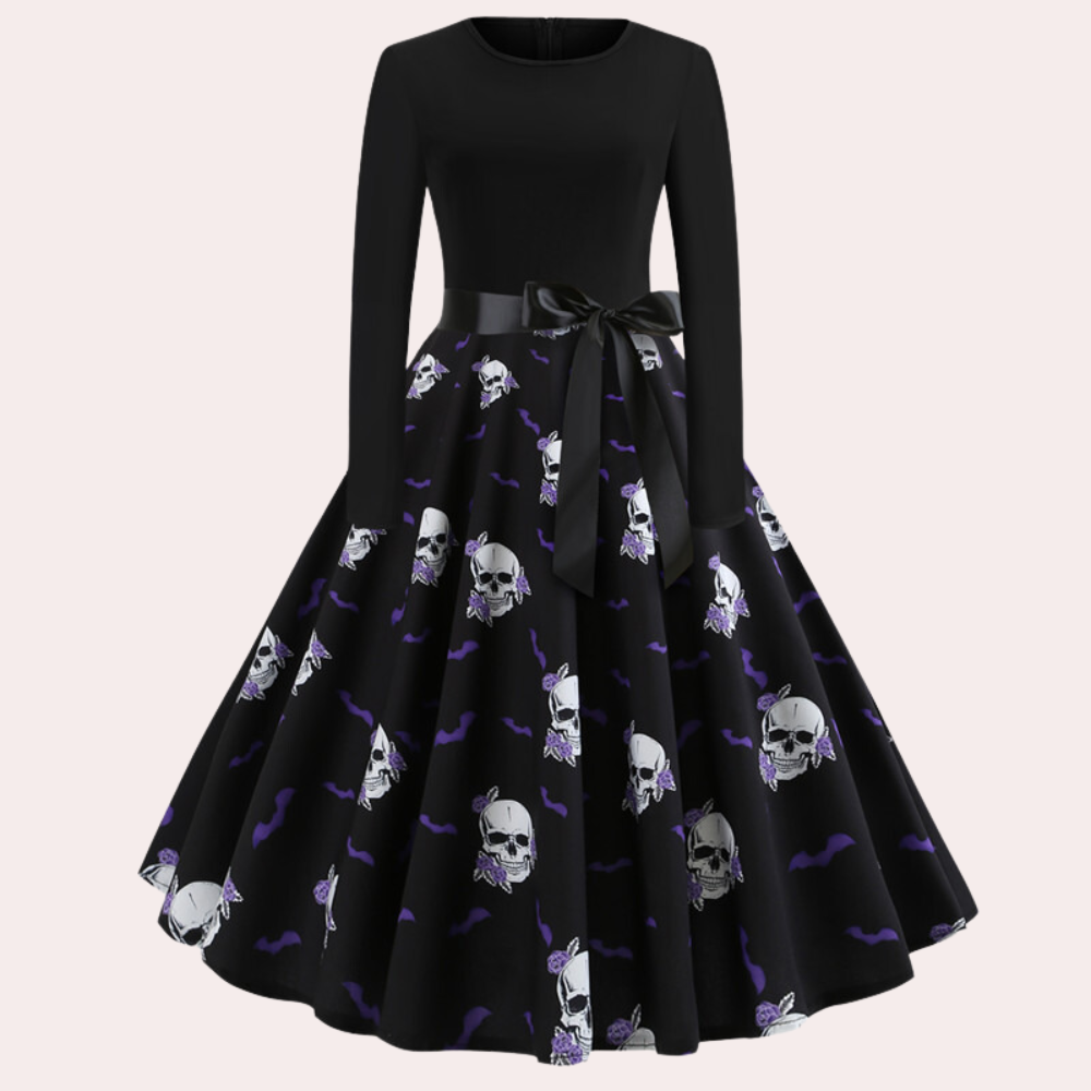 Halloween-jurk | Pompoenprint | Lange mouwen | A-lijn jurk | Damesjurk-Hallo Susanne