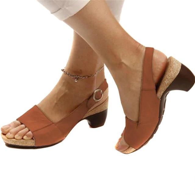Heel Sandalen - Blokhak - Open teen - Zomerse teen - Damessandalen-Hallo Susanne
