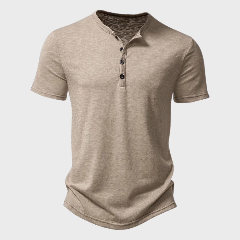 Heren T-shirt - Knoop Hals - Lichtgewicht - Effen T-shirt - Herenkleding-Hallo Susanne