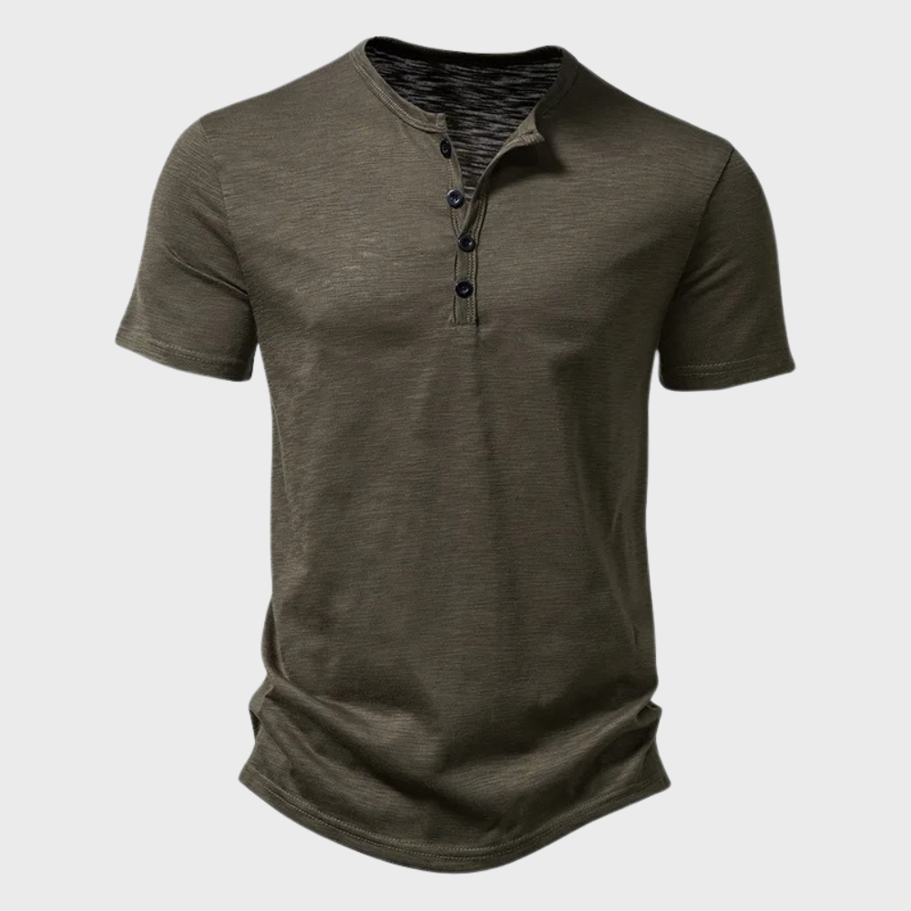 Heren T-shirt - Knoop Hals - Lichtgewicht - Effen T-shirt - Herenkleding-Hallo Susanne