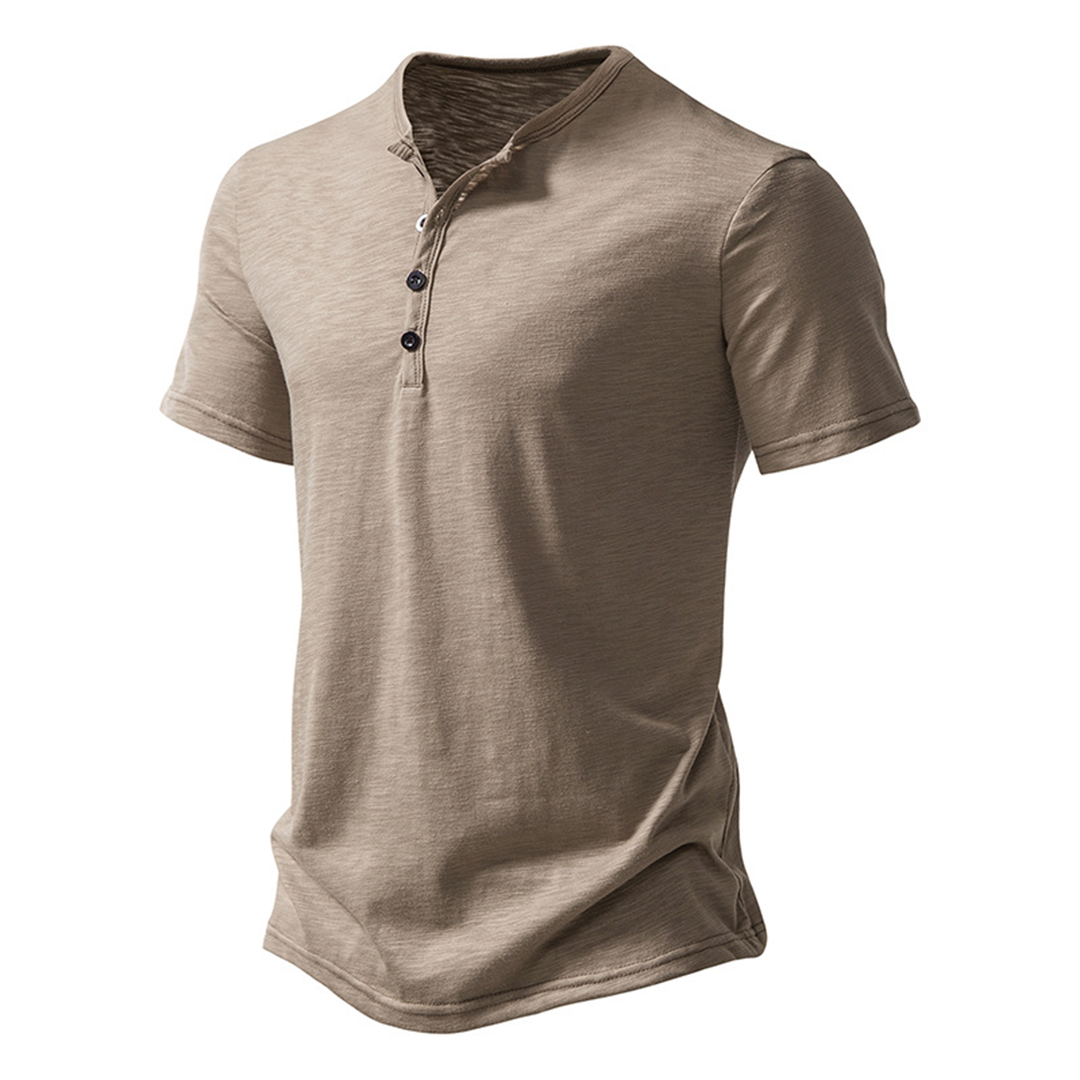 Heren T-shirt - Kwart knoop - Lichtgewicht - Effen T-shirt - Zomershirt-Hallo Susanne