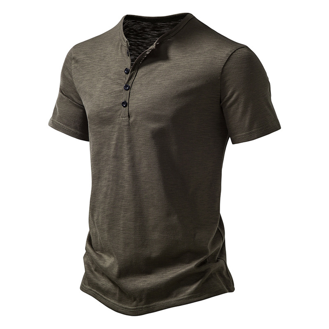 Heren T-shirt - Kwart knoop - Lichtgewicht - Effen T-shirt - Zomershirt-Hallo Susanne