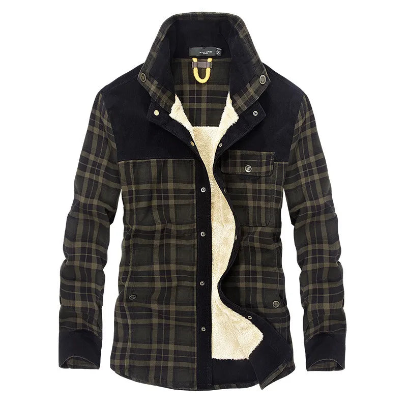 Herenjas - geruit - Button-Up - fleece gevoerde jas - overhemdjas-Hallo Susanne