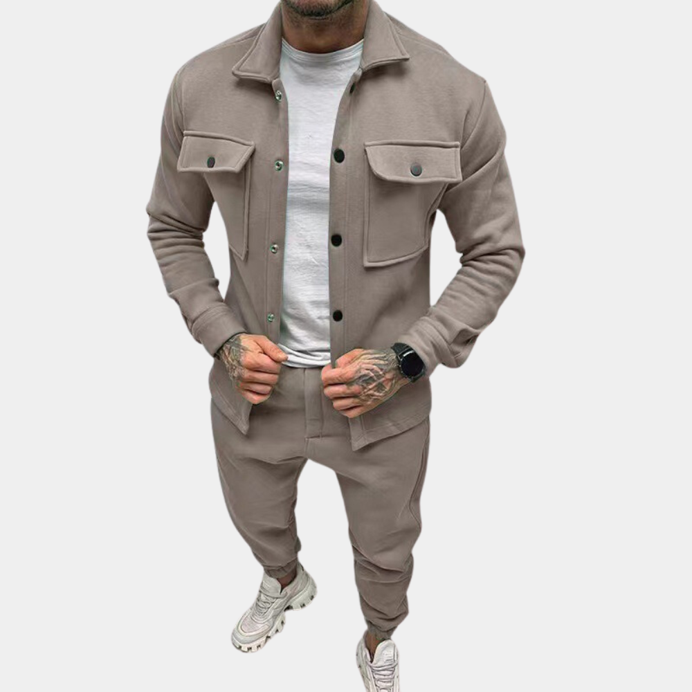 Herenset - Knoopsluiting - Lange Mouw - Tweedelige Set - Herenkleding-Hallo Susanne