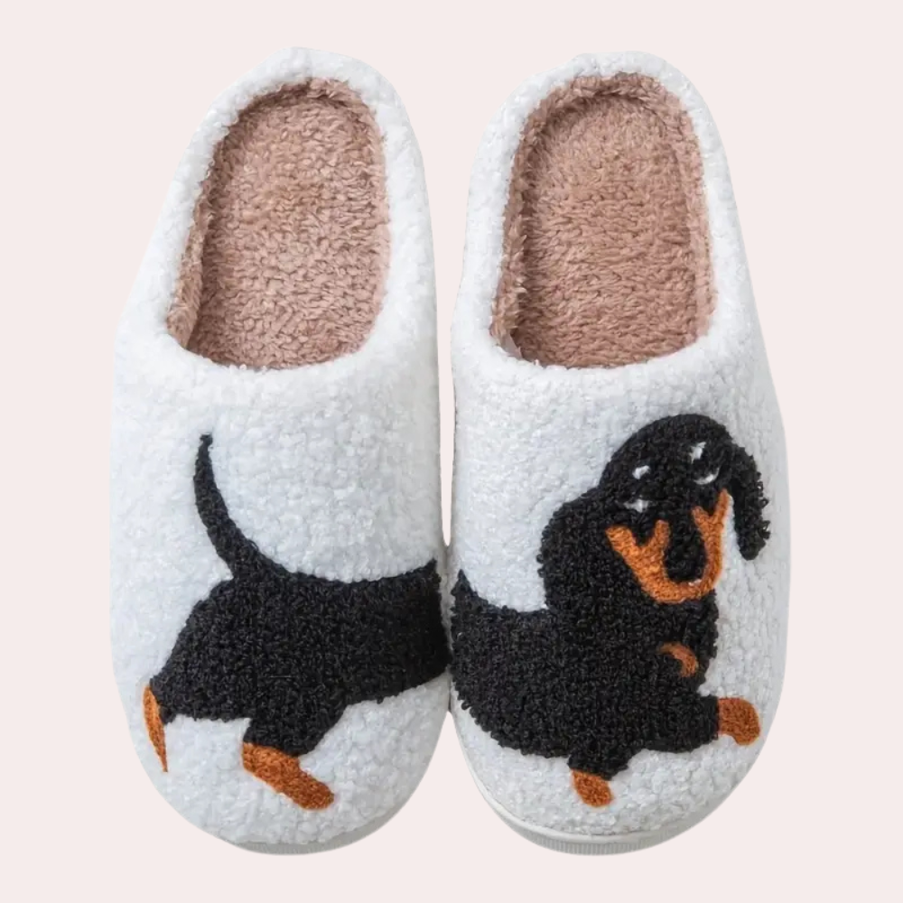 Huisslippers - Warm - Hondenprint - Winterslippers - Damesslippers-Hallo Susanne
