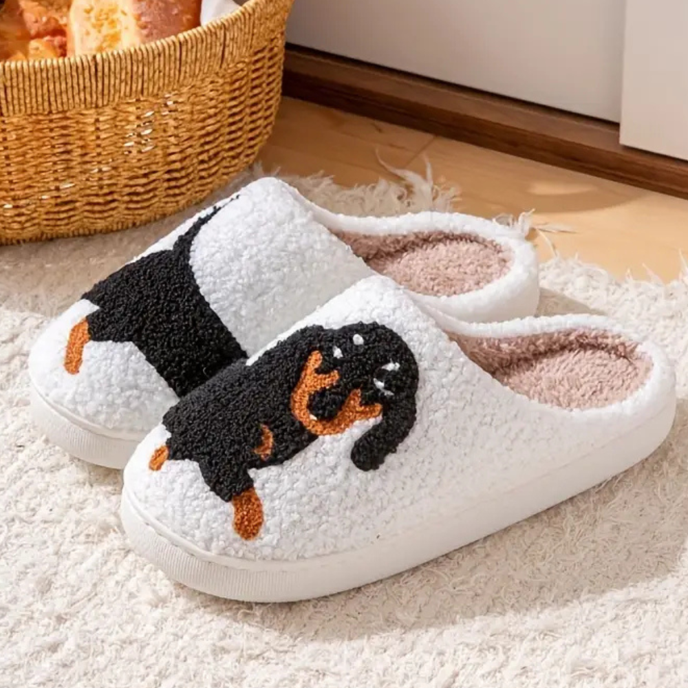 Huisslippers - Warm - Hondenprint - Winterslippers - Damesslippers-Hallo Susanne