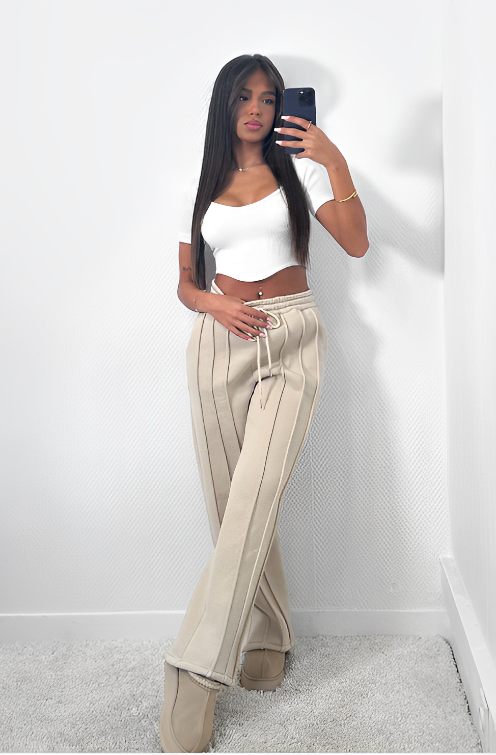 Joggers met wijde pijpen - Elastische taille - Koord - Joggers met open pijpen - Dames Sweatbroeken-Hallo Susanne