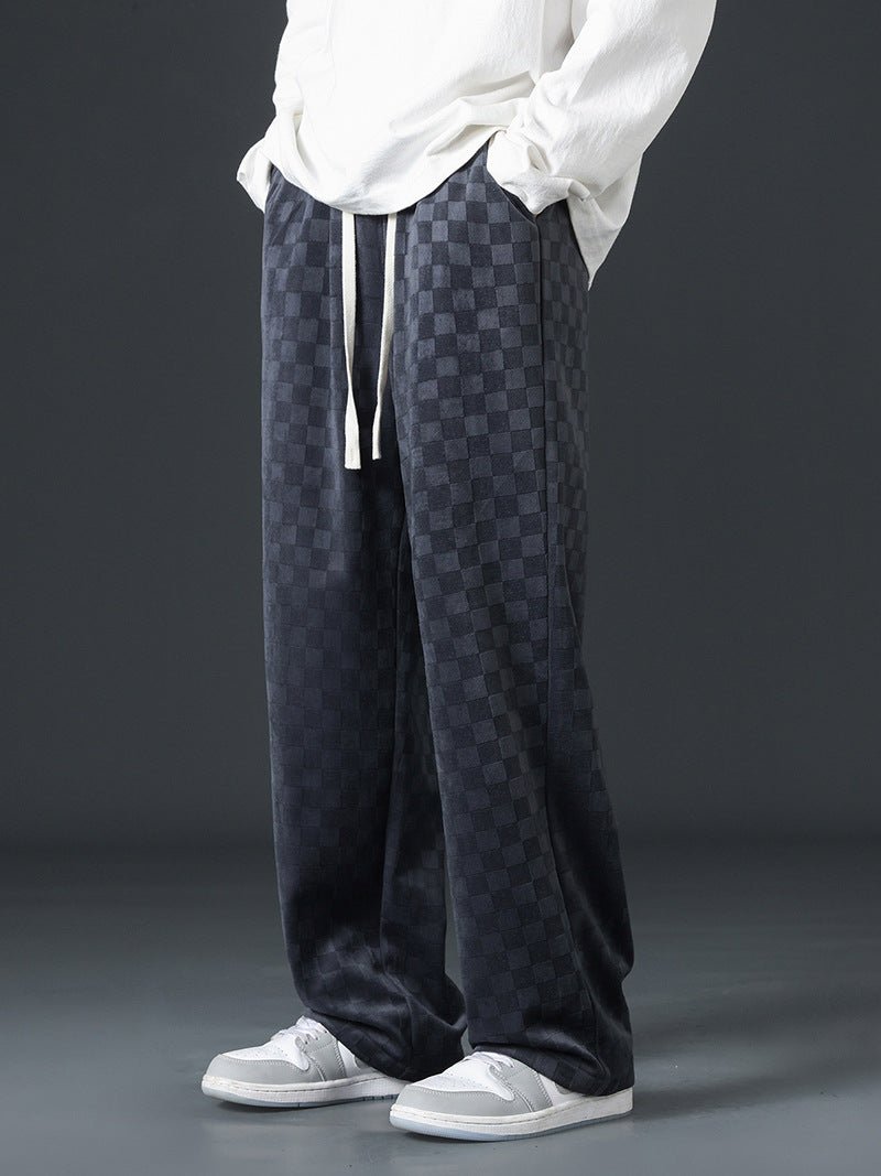 Joggingbroek met wijde pijpen | Elastische tailleband | Geruit | Losvallende broek | Joggingbroek voor heren-Hallo Susanne