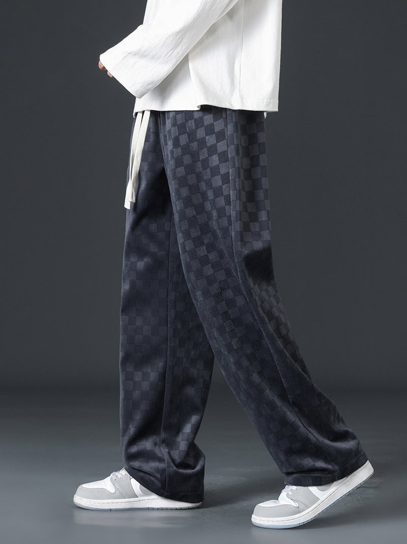 Joggingbroek met wijde pijpen | Elastische tailleband | Geruit | Losvallende broek | Joggingbroek voor heren-Hallo Susanne