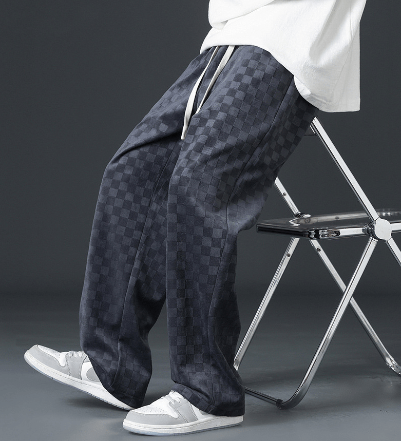 Joggingbroek met wijde pijpen | Elastische tailleband | Geruit | Losvallende broek | Joggingbroek voor heren-Hallo Susanne