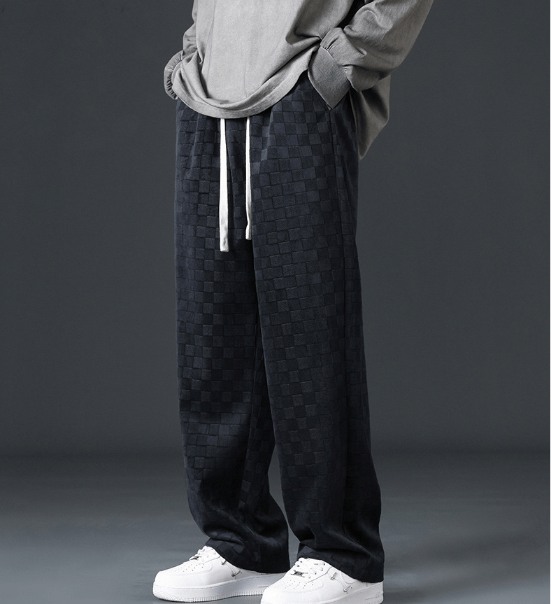 Joggingbroek met wijde pijpen | Elastische tailleband | Geruit | Losvallende broek | Joggingbroek voor heren-Hallo Susanne
