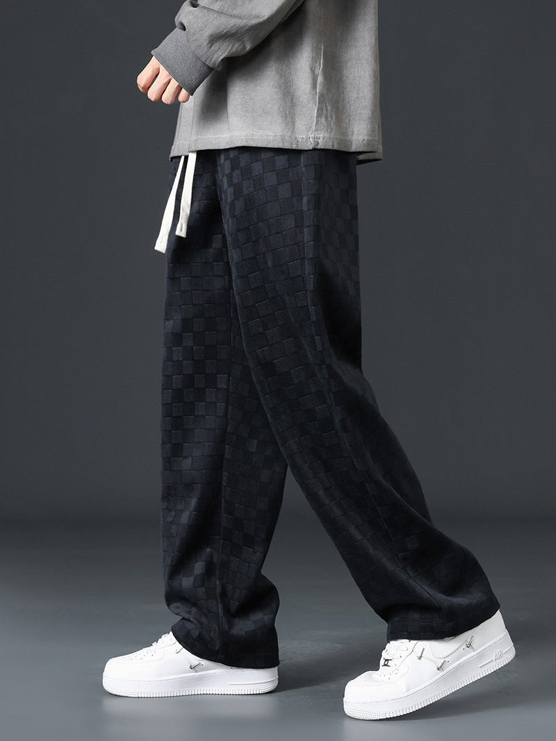 Joggingbroek met wijde pijpen | Elastische tailleband | Geruit | Losvallende broek | Joggingbroek voor heren-Hallo Susanne