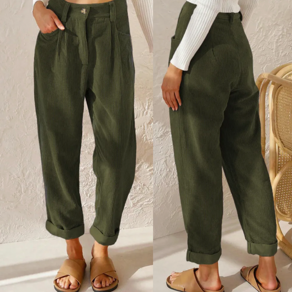 Koordbroek | Corduroy | Hoge Taille | Baggy Broek | Damesbroek-Hallo Susanne