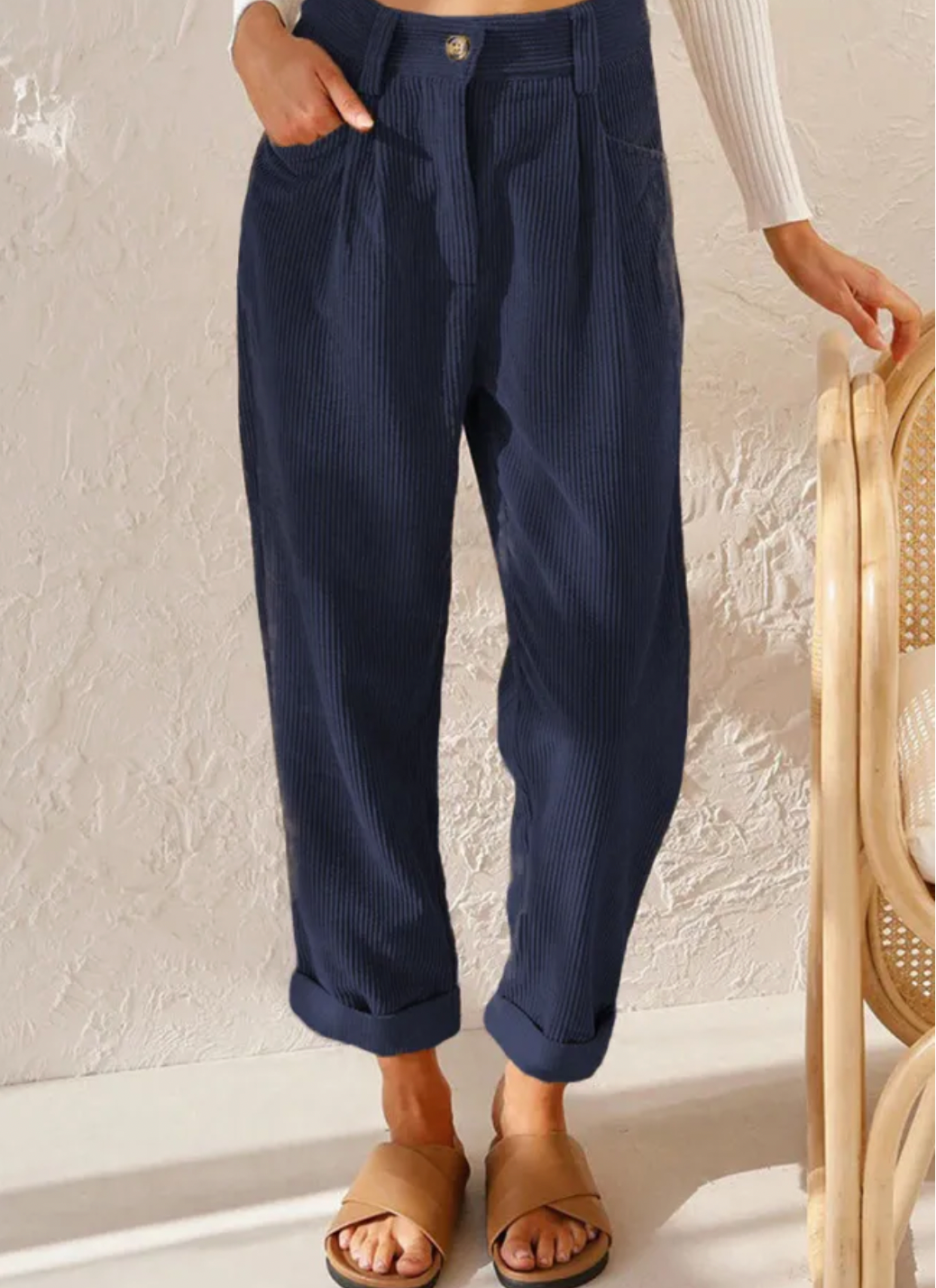 Koordbroek | Corduroy | Hoge Taille | Baggy Broek | Damesbroek-Hallo Susanne