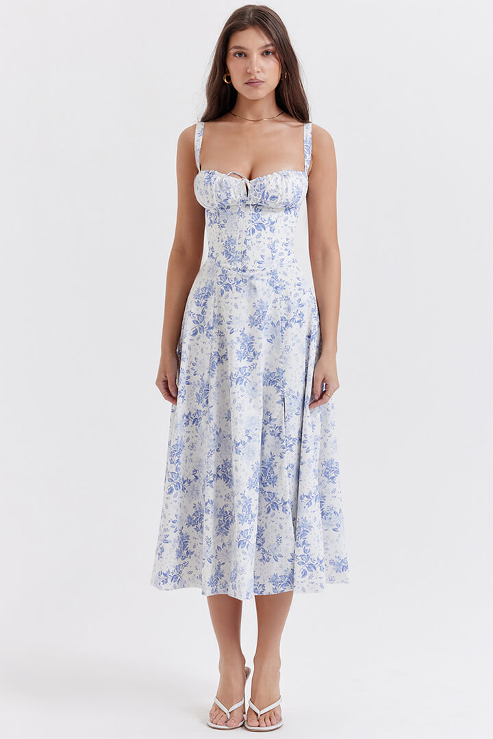Korsetjurk - Mouwloos - Split - Midi-jurk - Zomerjurk-Hallo Susanne