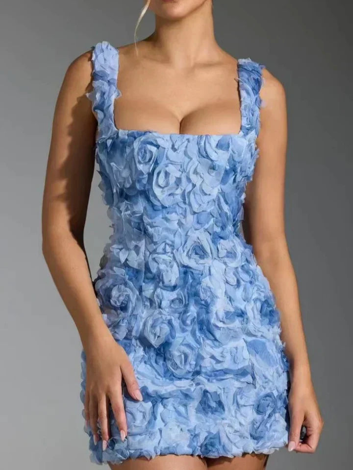 Korsetjurk - Mouwloze bloemenprint mini-cocktailjurk voor dames-Hallo Susanne