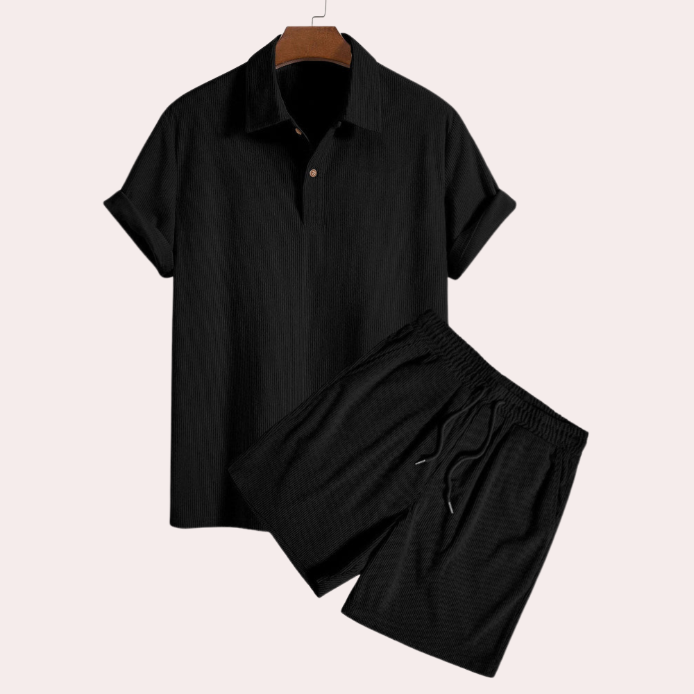 Korte broek en overhemd - Corduroy - Polo T-shirt - Tweedelige set - Zomerset voor heren-Hallo Susanne
