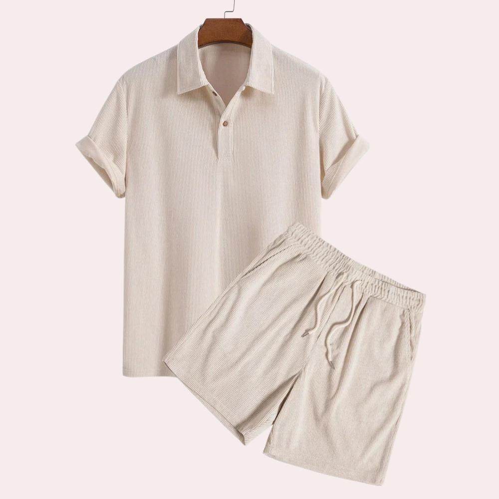 Korte broek en overhemd - Corduroy - Polo T-shirt - Tweedelige set - Zomerset voor heren-Hallo Susanne