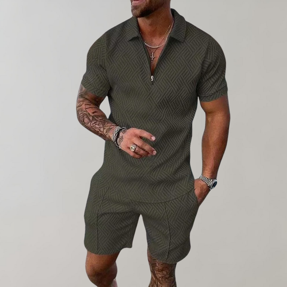 Korte broek en overhemd | Korte mouwen | Poloshirt | Tweedelige set | Zomerkleding voor heren-Hallo Susanne