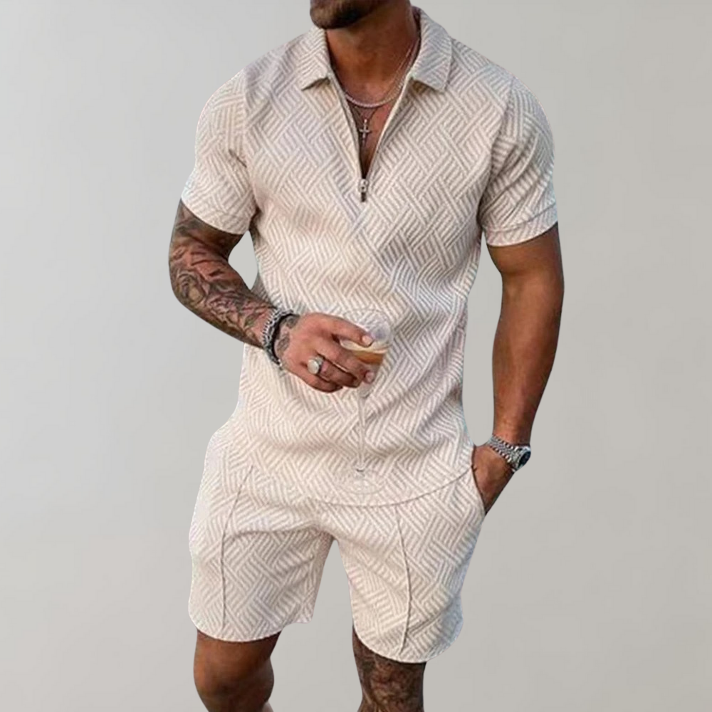 Korte broek en overhemd | Korte mouwen | Poloshirt | Tweedelige set | Zomerkleding voor heren-Hallo Susanne