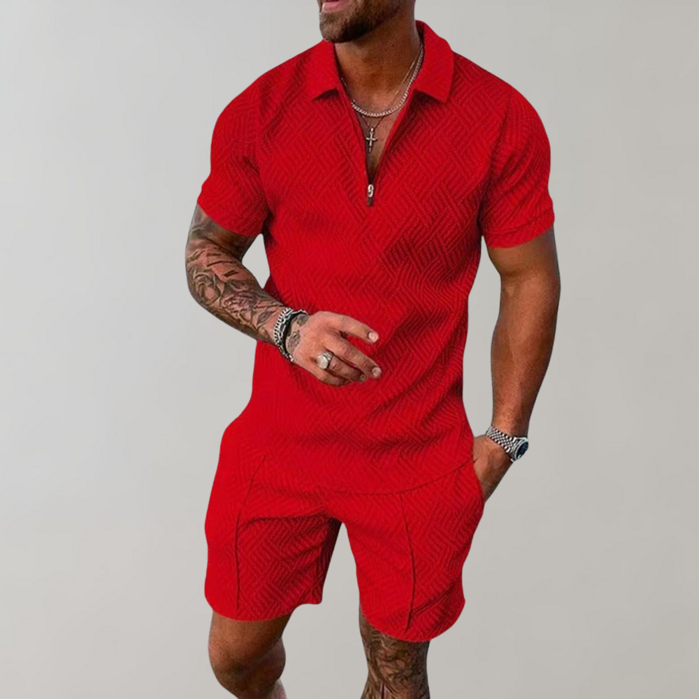 Korte broek en overhemd | Korte mouwen | Poloshirt | Tweedelige set | Zomerkleding voor heren-Hallo Susanne