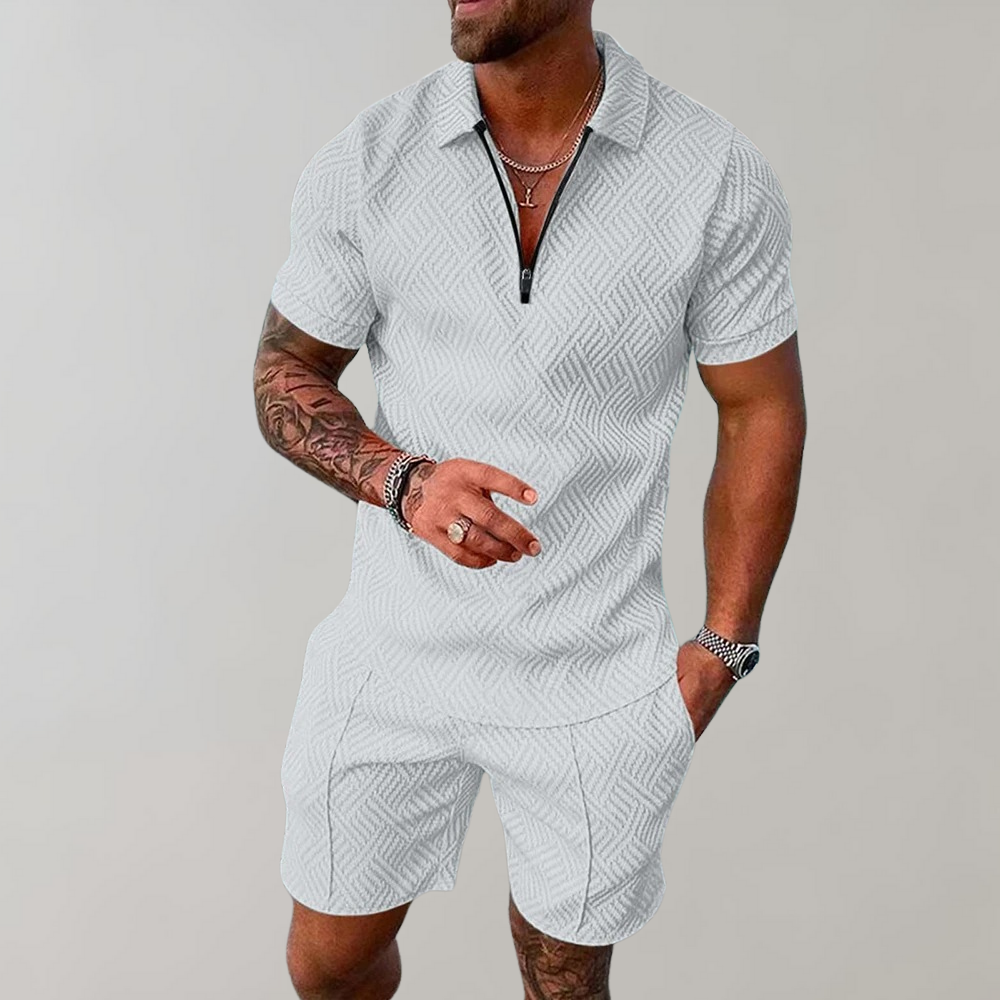 Korte broek en overhemd | Korte mouwen | Poloshirt | Tweedelige set | Zomerkleding voor heren-Hallo Susanne