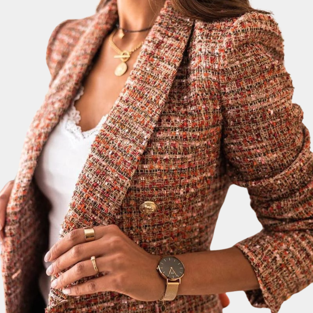 Lange blazer - Stijlvolle geruite blazerjas voor dames-Hallo Susanne