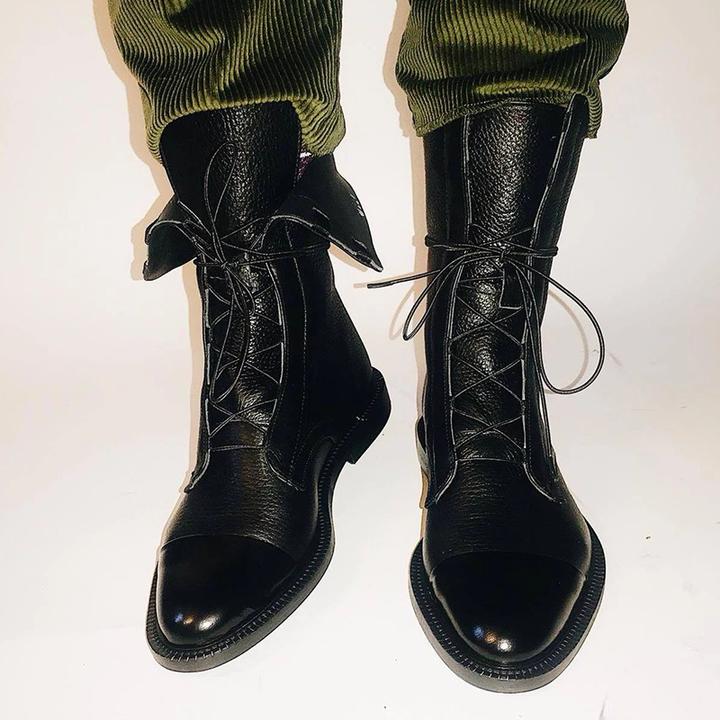 Leren Laarzen - Dames Vintage Mid Calf Lace Up Laarzen-Hallo Susanne