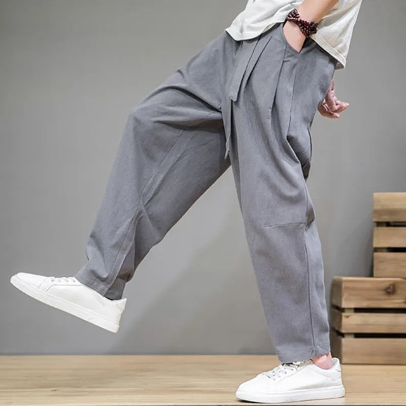 Linnen Broek | Losse Pasvorm | Lichtgewicht | Baggy Broek | Herenbroek-Hallo Susanne