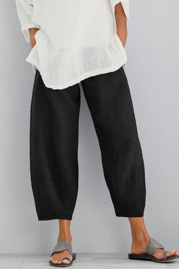 Linnen broek - Loszittende cropped linnen broek voor dames voor de zomer-Hallo Susanne