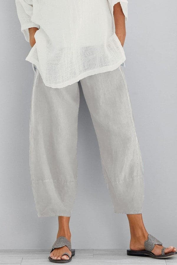Linnen broek - Loszittende cropped linnen broek voor dames voor de zomer-Hallo Susanne