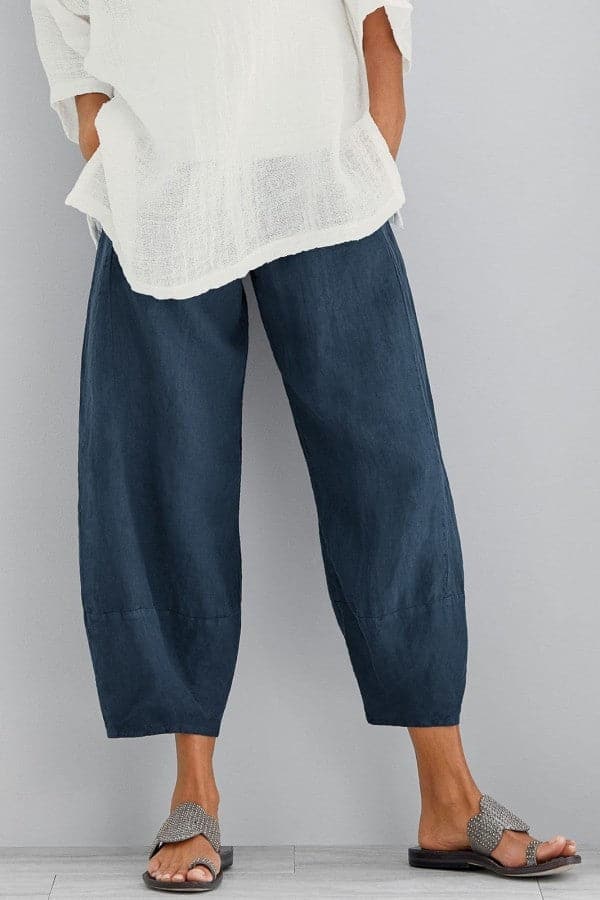Linnen broek - Loszittende cropped linnen broek voor dames voor de zomer-Hallo Susanne