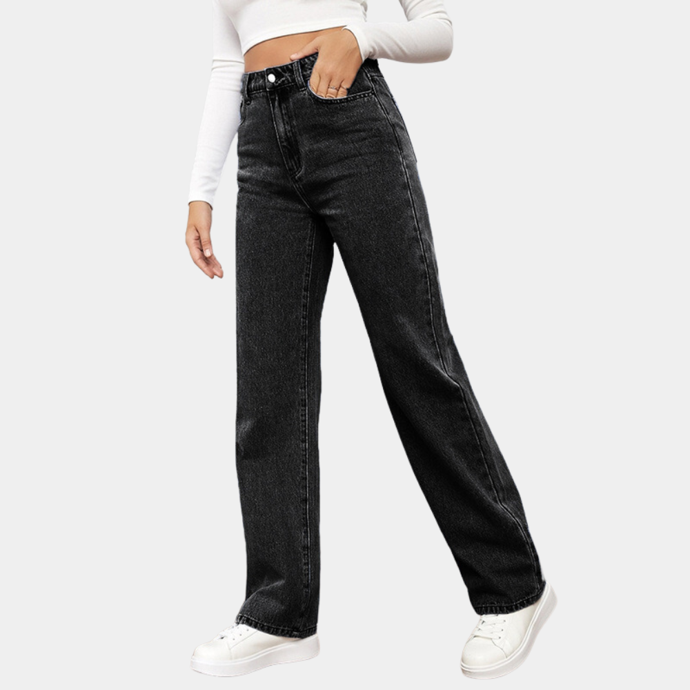 Losse Jeans - Rechte Pijp - Relaxed Fit - Jeans met Hoge Taille - Dames Jeans-Hallo Susanne