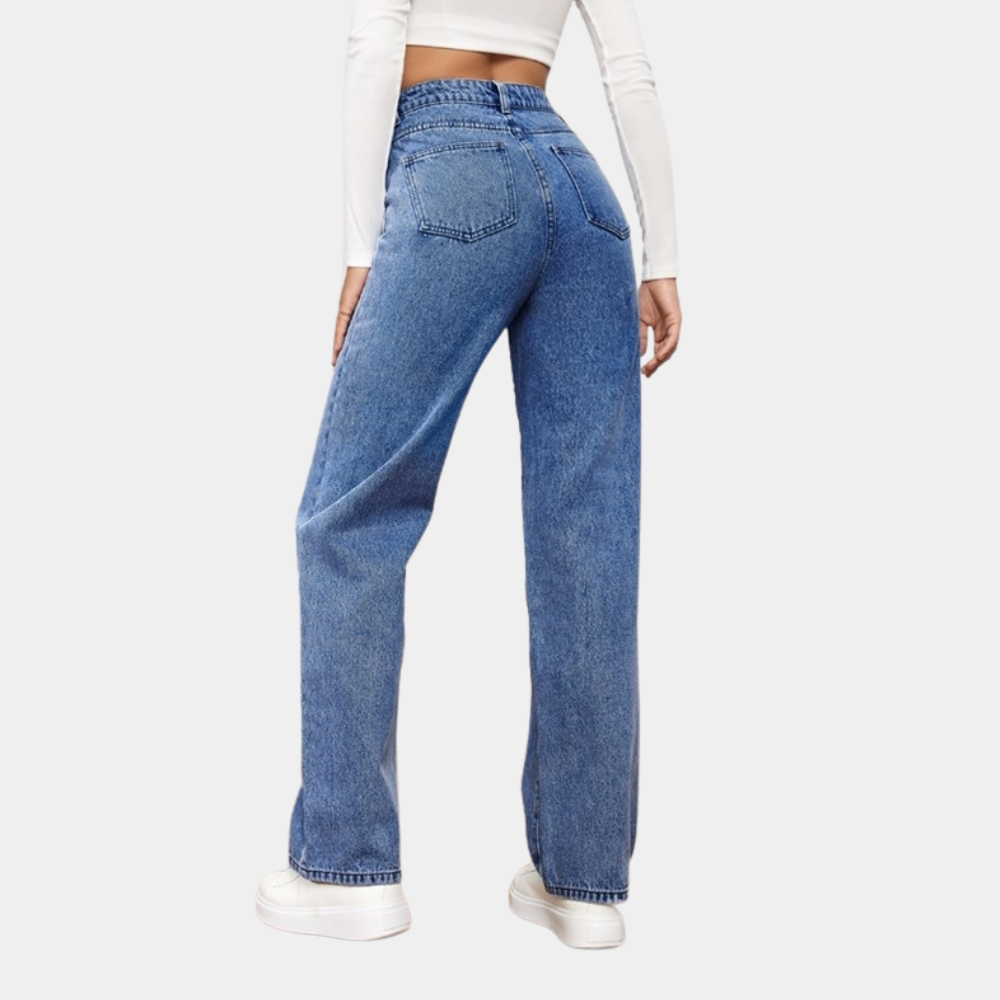 Losse Jeans - Rechte Pijp - Relaxed Fit - Jeans met Hoge Taille - Dames Jeans-Hallo Susanne