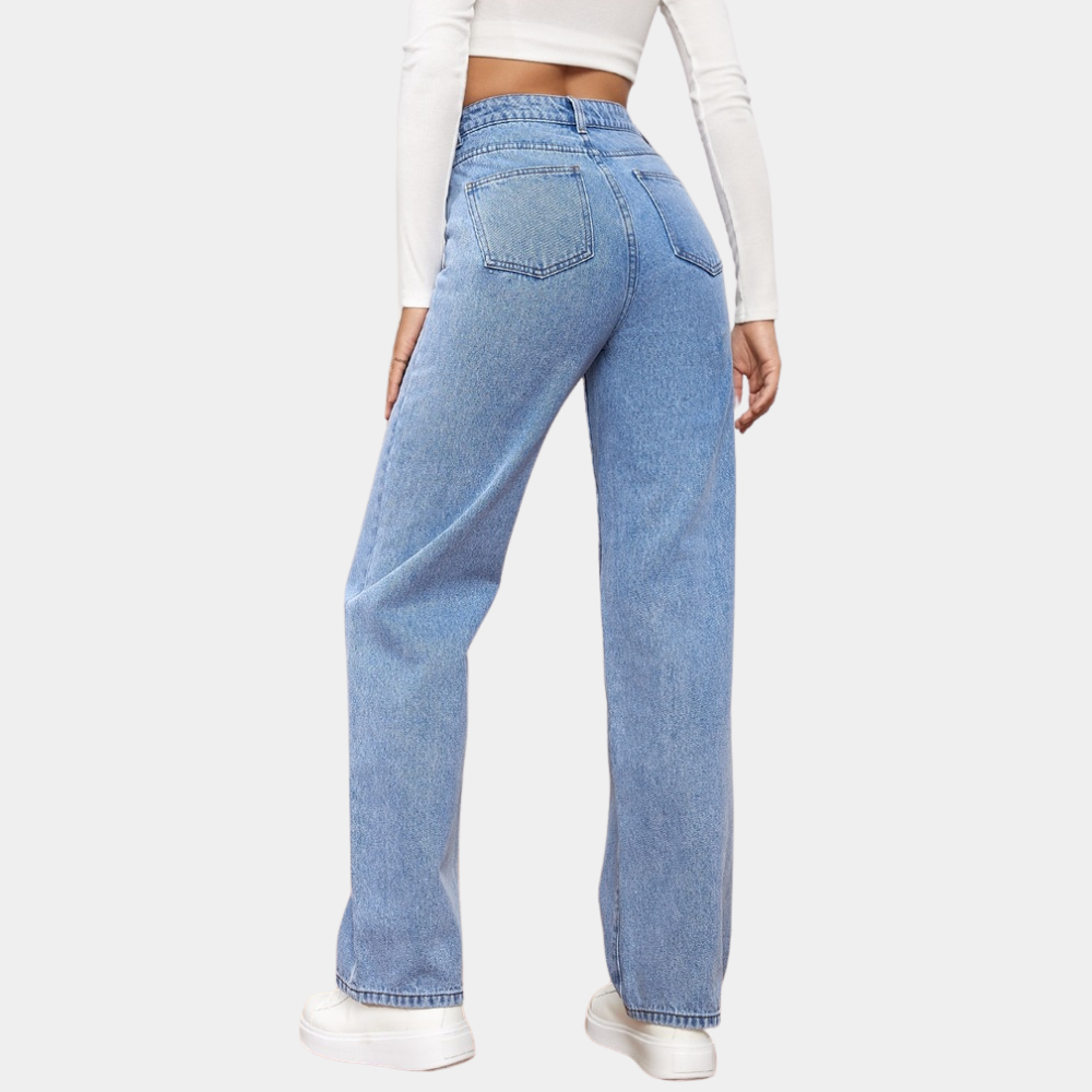 Losse Jeans - Rechte Pijp - Relaxed Fit - Jeans met Hoge Taille - Dames Jeans-Hallo Susanne