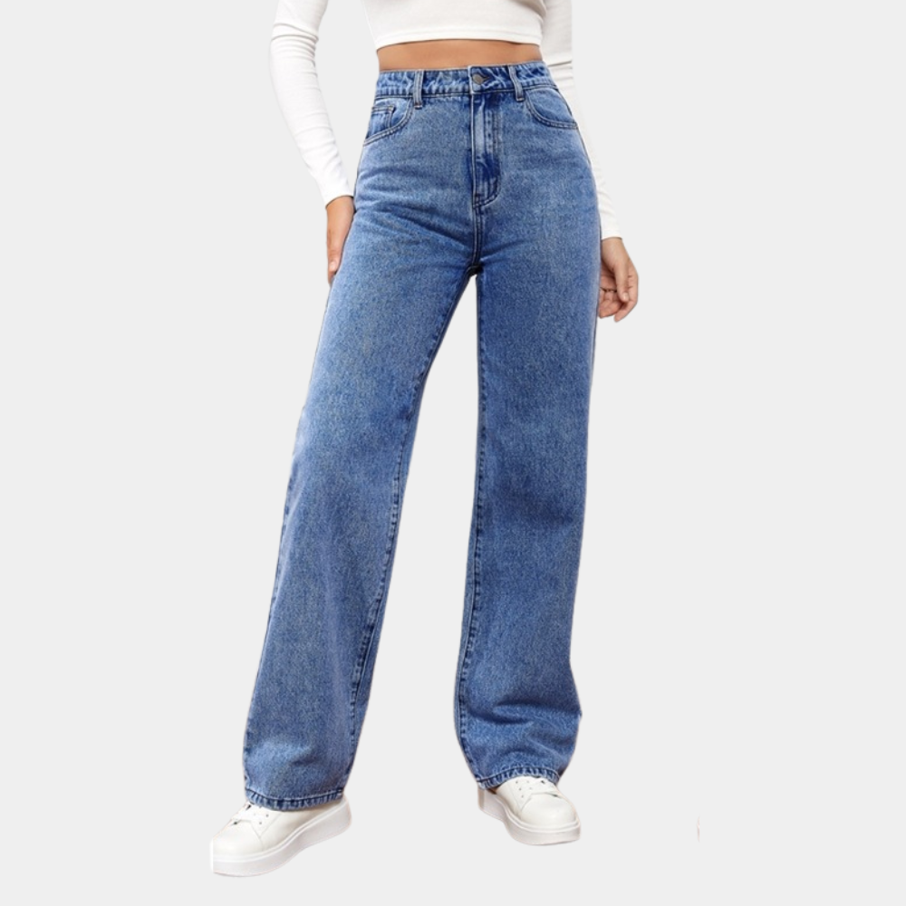 Losse Jeans - Rechte Pijp - Relaxed Fit - Jeans met Hoge Taille - Dames Jeans-Hallo Susanne