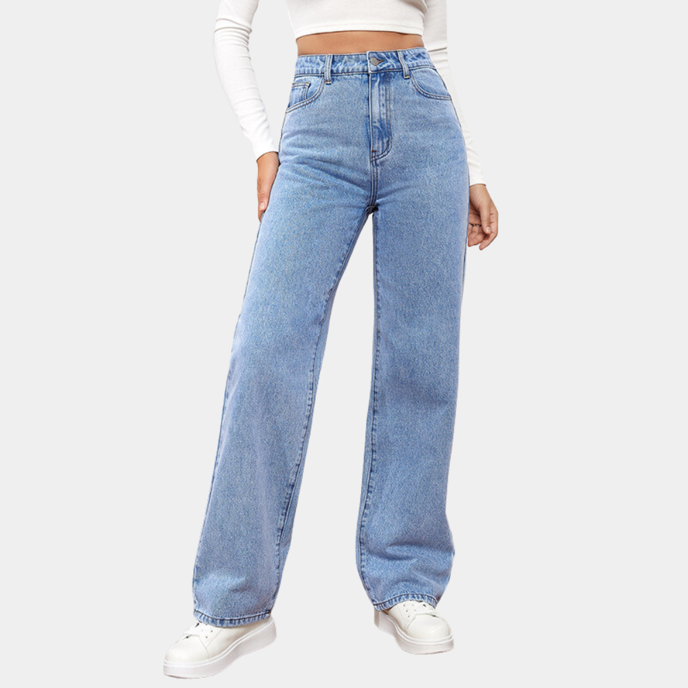 Losse Jeans - Rechte Pijp - Relaxed Fit - Jeans met Hoge Taille - Dames Jeans-Hallo Susanne