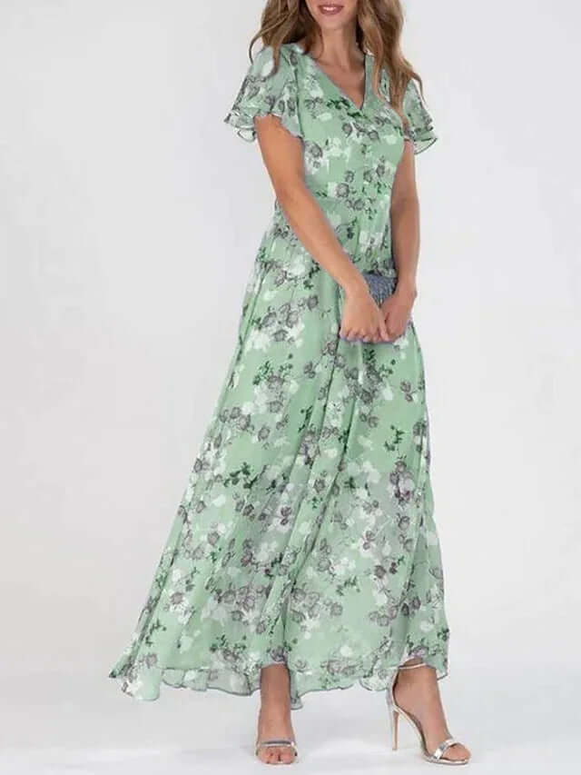 Maxi Zondagjurk | Vlinder Mouwen | Flowy | Bloemenjurk | Zomerjurk-Hallo Susanne