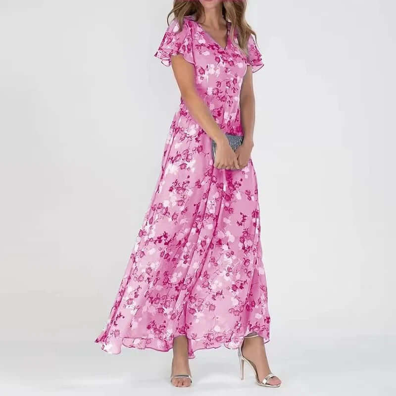 Maxi Zondagjurk | Vlinder Mouwen | Flowy | Bloemenjurk | Zomerjurk-Hallo Susanne