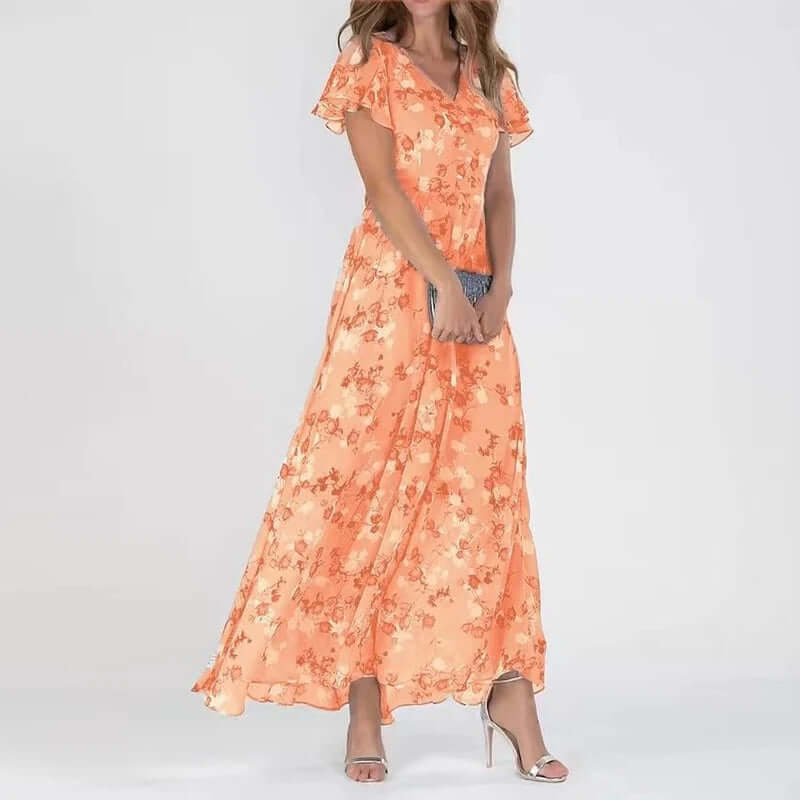 Maxi Zondagjurk | Vlinder Mouwen | Flowy | Bloemenjurk | Zomerjurk-Hallo Susanne