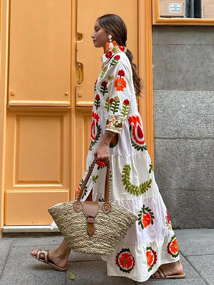 Maxi jurk - Button-Up - Oversized - Maxi overhemdjurk - Maxi jurk met lange mouwen-Hallo Susanne