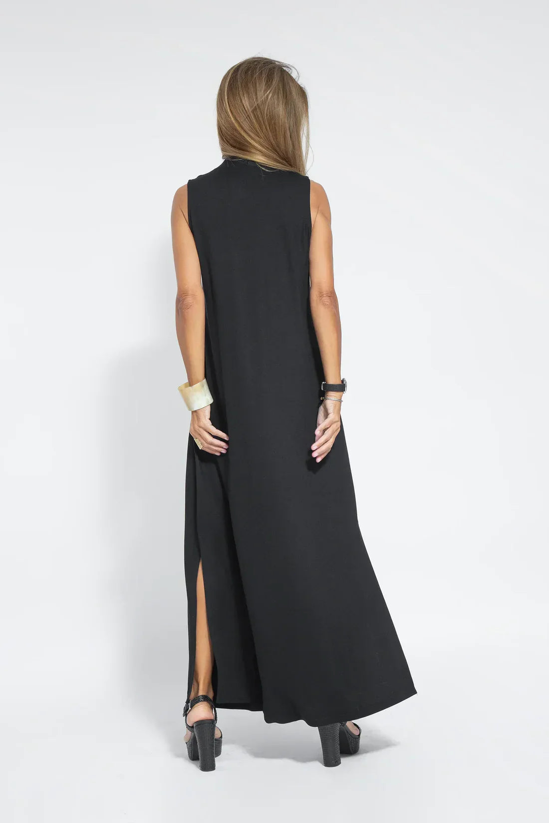 Maxi-jurk - Damesjurk met V-hals en lang vest, tweedelige set-Hallo Susanne