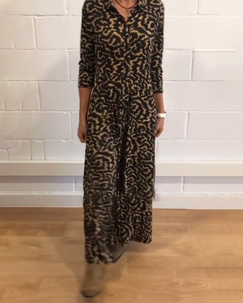 Maxi jurk - Kraag - Knoopsluiting - Jurk met lange mouwen - Maxi overhemdjurk-Hallo Susanne