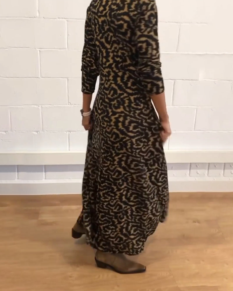 Maxi jurk - Kraag - Knoopsluiting - Jurk met lange mouwen - Maxi overhemdjurk-Hallo Susanne