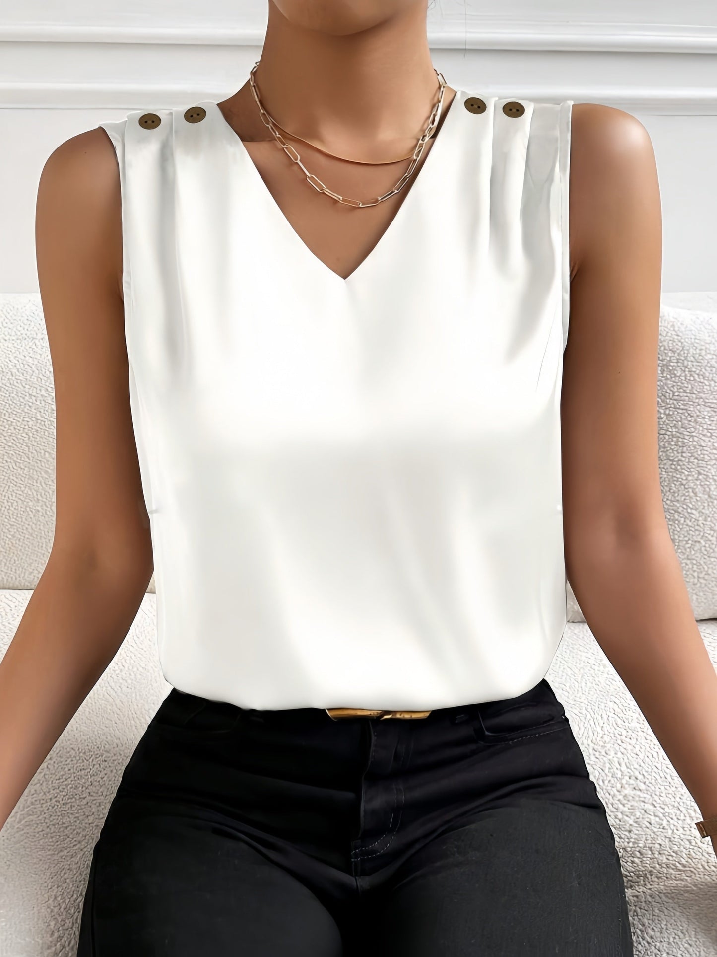 Mouwloze top | Chique | V-hals | Zomertop | Dames top-Hallo Susanne