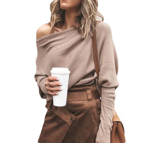 Off-Shoulder Trui - Batwing - Lange Mouw - Gebreide Trui - Damestruien-Hallo Susanne