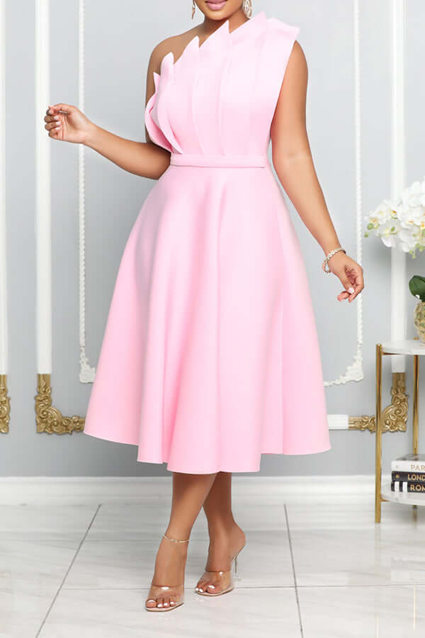 One Shoulder Jurk - Elegant - Midi - Cocktailjurk - Feestjurk-Hallo Susanne