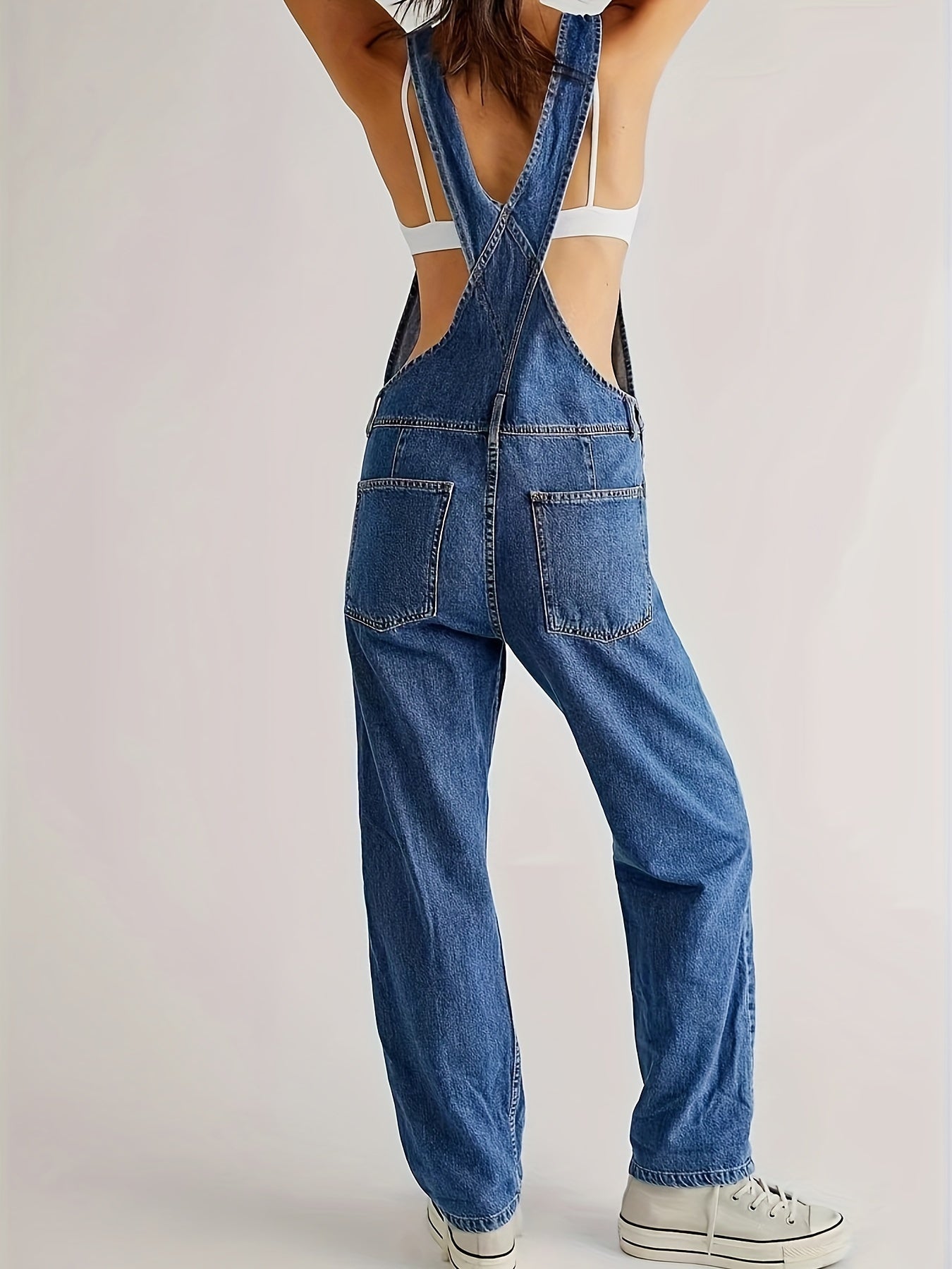 Overalls - Los model - Rechte pijpen - Denim tuinbroek - Jumpsuit Denim voor dames-Hallo Susanne