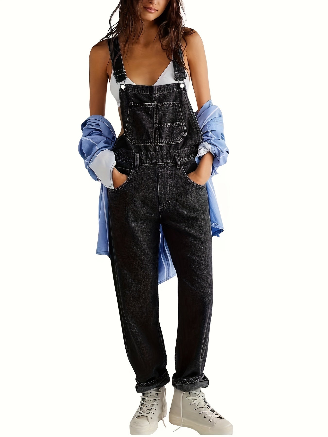 Overalls - Los model - Rechte pijpen - Denim tuinbroek - Jumpsuit Denim voor dames-Hallo Susanne